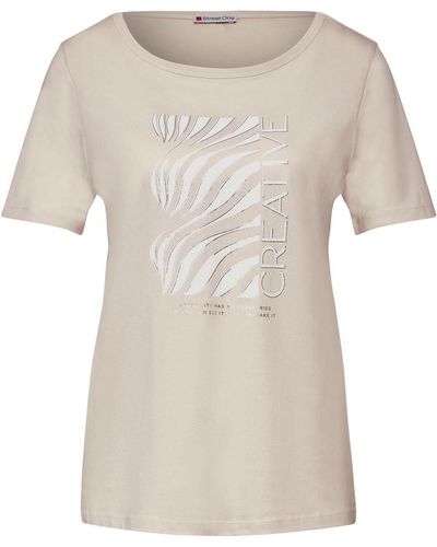 Street One T-Shirt LTD QR organic wave partprint - Natur