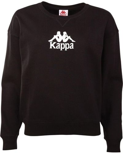 Kappa Rundhalspullover Sweatshirt mit Frontlogo - Schwarz