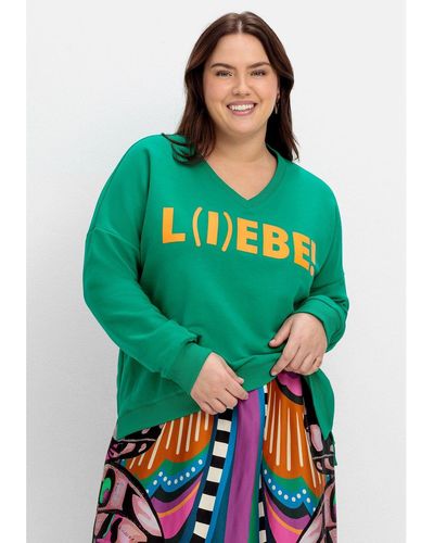 Sheego Sweatshirt Große Größen aus reiner Baumwolle - Grün