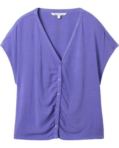Tom Tailor Langarmbluse v-neck blouse with buttons - Lila