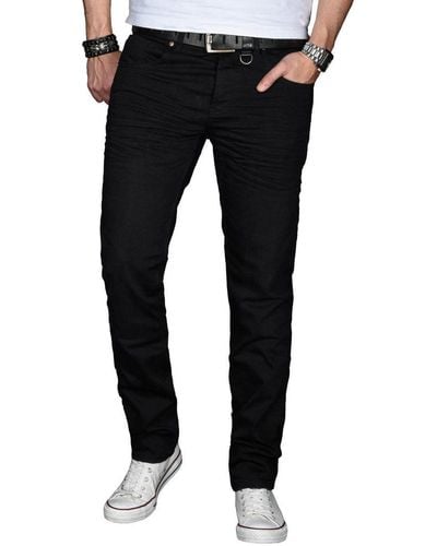 Alessandro Salvarini Straight- ASMinero Slim Fit Jeans mit 2% Elasthan - Schwarz