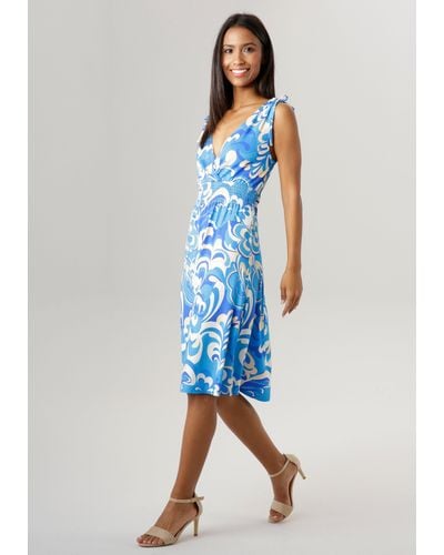 Aniston SELECTED Sommerkleid mit variierbaren Trägern - Blau
