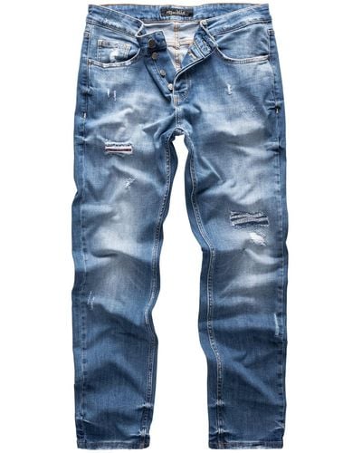 REPUBLIX Straight- CONNOR Regular Fit Destroyed Jeans - Blau