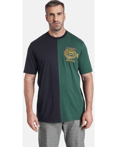 Charles Colby T-Shirt EARL VERNON in Bicolor-Optik - Grün