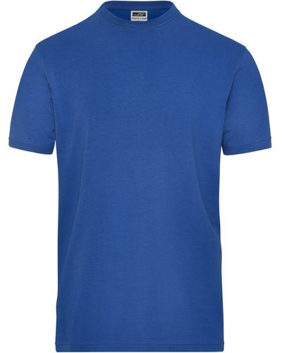 James & Nicholson Rundhalsshirt Bio Stretch T-Shirt Work SOLID - Blau