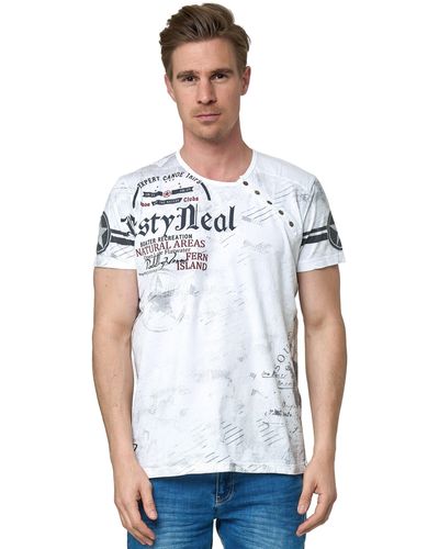 Rusty Neal T-Shirt mit coolem Logo-Print - Weiß