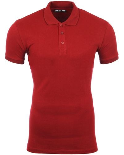 Reslad Poloshirt Basic Kurzarm Pique -Shirt RS-509 (1-tlg) Polo-Hemd Slim Fit - Rot
