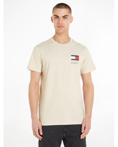 Tommy Hilfiger T-Shirt TJM SLIM ESSENTIAL FLAG TEE EXT mit Rundhalsausschnitt - Weiß