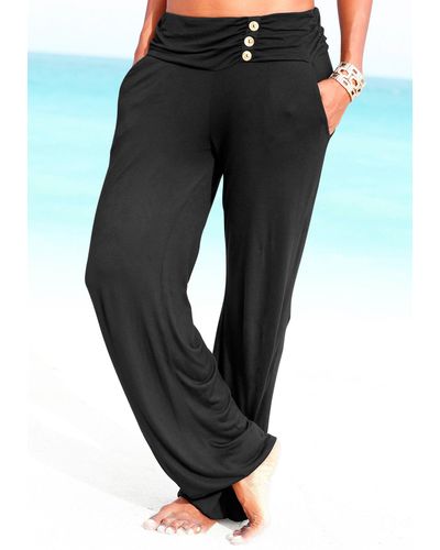 Lascana Strandhose mit Zierknöpfen Taschen, Jerseyhose, leicht und elastisch - Schwarz