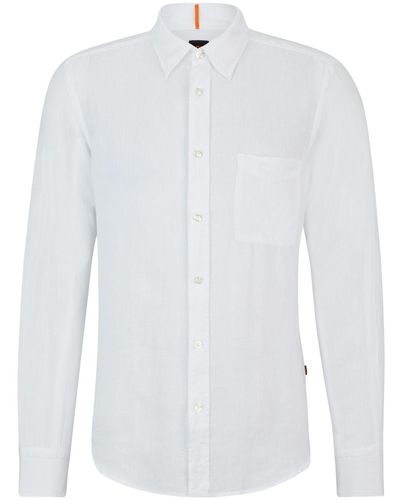 BOSS Langarmhemd - Weiß