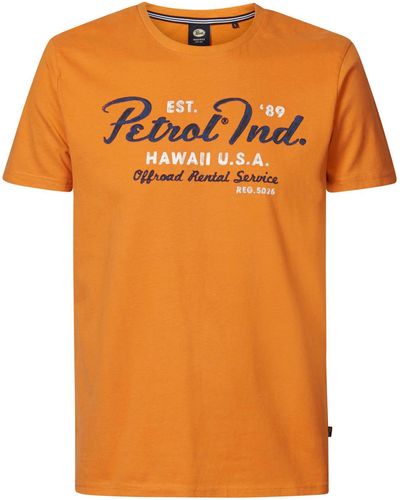 Petrol Industries T- - trendiges kurzarm Shirt mit Logo - Orange