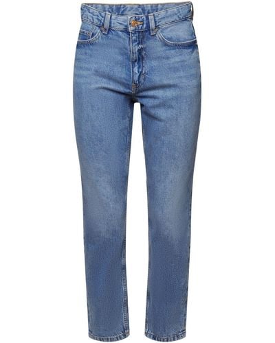 Edc By Esprit 7/8-Hose Mom-Jeans mit hohem Bund, Baumwollmix - Blau