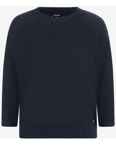 MORE&MORE &MORE Strickpullover Pullover with U-Neck - Blau