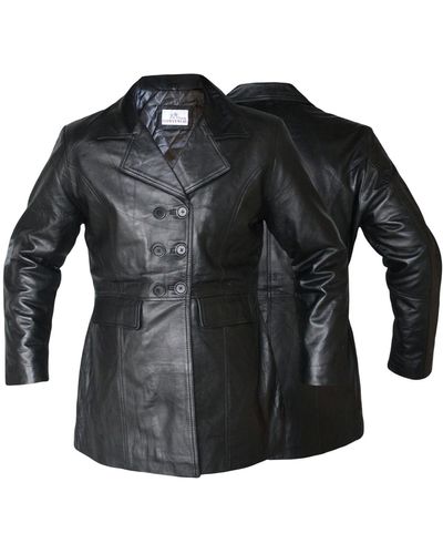 German Wear Trend 427J Black Ledermantel Jacke aus Lamm Nappa Leder Schwarz