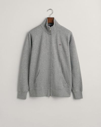 GANT Sweatshirt REG SHIELD FULL ZIP SWEAT, GREY MELANGE - Grau