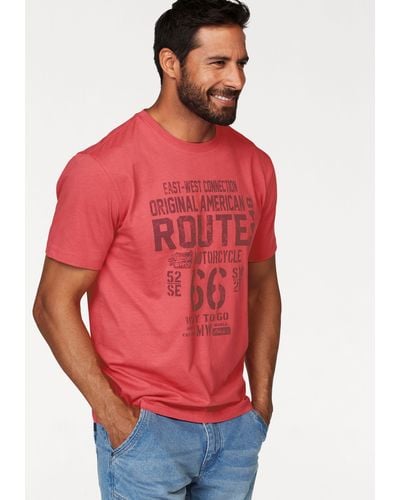 Man's World Man's World T-Shirt Großer Print - Rot