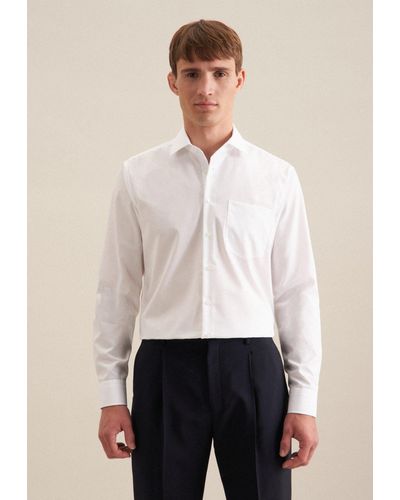 Seidensticker Business Hemd Regular Extra langer Arm Kentkragen Uni - Weiß