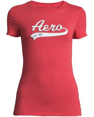 Aéropostale T-Shirt (1-tlg) Plain/ohne Details - Rot