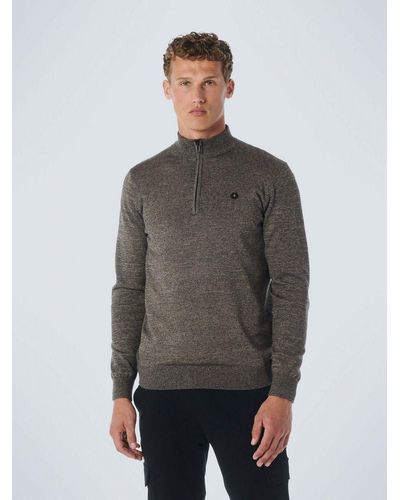 No Excess Strickpullover Pullover Half Zip 2 Coloured Melang - Grau