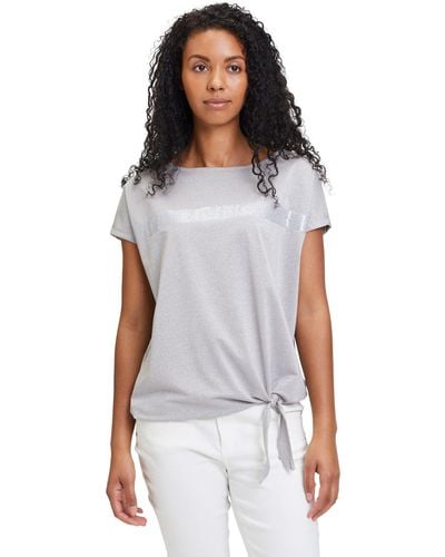 Betty Barclay T-Shirt mit Schleifenknoten (1-tlg) Pailletten - Weiß