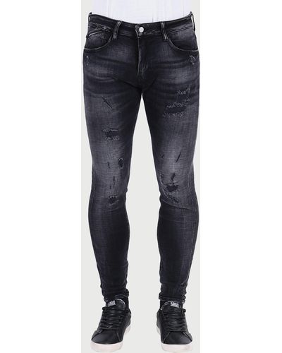 Le Temps Des Cerises Slim-fit-Jeans POWERC in trendigem Used-Look - Grau