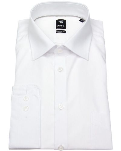 Pure Businesshemd Modern Fit leicht tailliert bügelfrei Kentkragen - Weiß