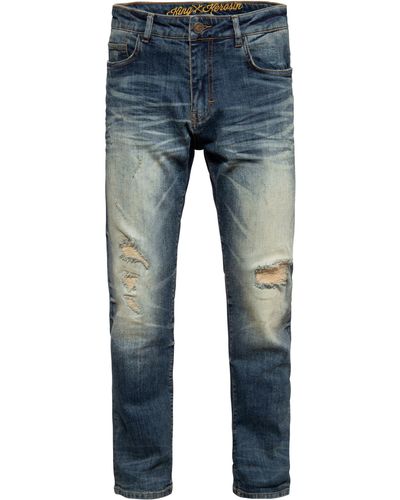 King Kerosin Gerade Jeans Robin Vintage Wash - Blau