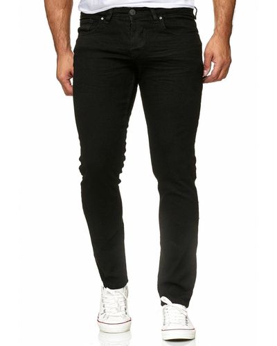 Reslad - Basic Style -Denim - Stretch Jeans-Hose Slim Fit - Schwarz