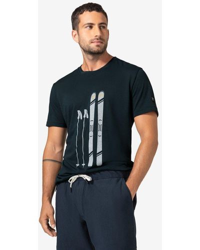 Super.natural Print- T-Shirt M SKIING GEAR TEE feinster Merino-Materialmix - Blau