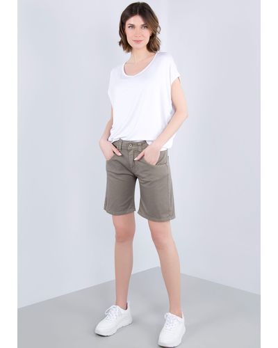 PLEASE FASHION Shorts aus elastischem Baumwollmix - Grün