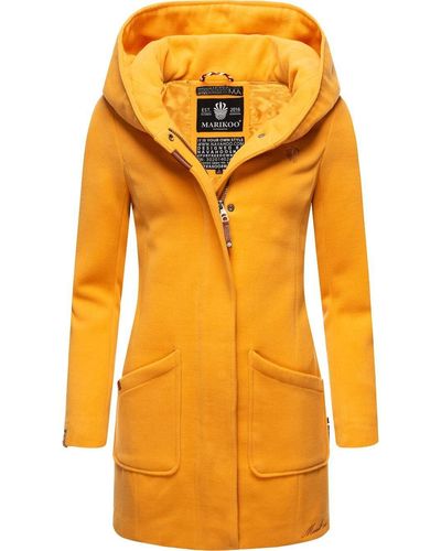 Marikoo Wintermantel Maikoo hochwertiger Mantel mit großer Kapuze - Orange