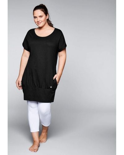 Sheego Shirtkleid Große Größen mit seitlichen Eingrifftaschen - Schwarz