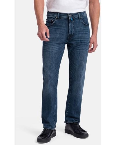 Pierre Cardin 5-Pocket-Jeans Dijon Comfort Fit Green Rivet Stretch Denim - Blau