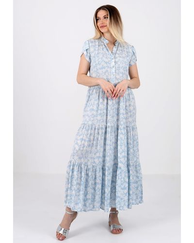 YC Fashion & Style Sommerkleid -Maxikleid aus Reiner Viskose – Sommerliche Eleganz Alloverdruck - Blau
