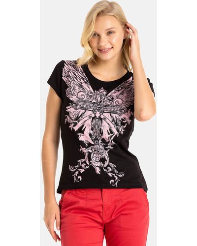 Cipo & Baxx T-Shirt mit modischem Frontprint - Rot
