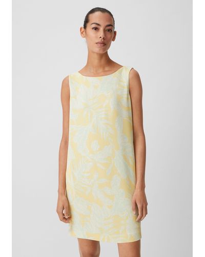 Comma, Minikleid Kurzes Kleid aus Crêpe - Gelb