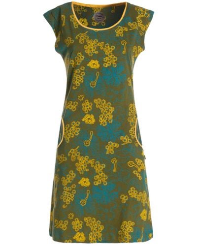 Vishes Tunikakleid Kurzarm Sommer- Longshirt- Tunika- Mini-Kleid Hippie, Boho, Goa Style - Grün
