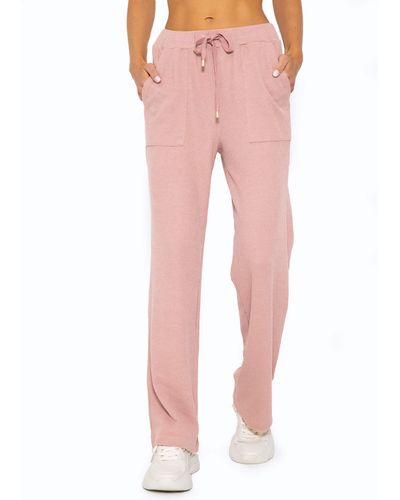 SassyClassy Casual Pants in Waffelpiqué Lässige Stoffhose mit Struktur und Taschen - Pink