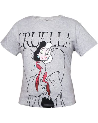 Disney Print- Cruella Devil kurzarm T- Shirt Gr. XS bis XL - Grau