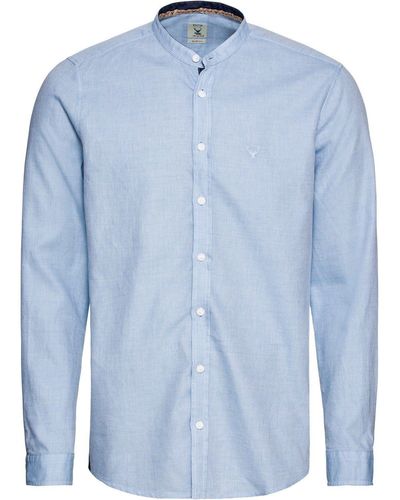 Pure Trachtenhemd Stehkragen-Hemd - Blau