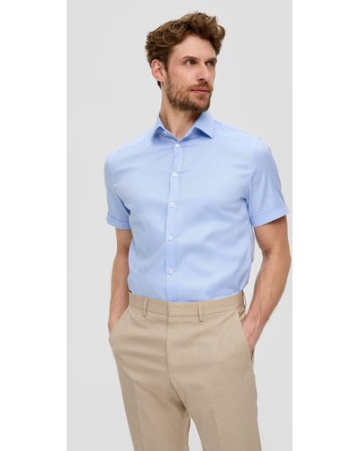 S.oliver Kurzarmhemd aus Baumwollstretch - Blau
