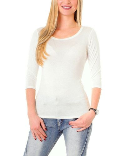 Muse Rundhalsshirt Basic T-Shirt Halbarm Skinny Fit 1073 - Weiß
