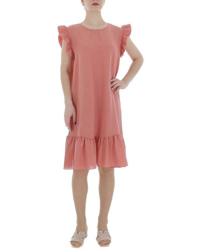 Ital-Design Sommerkleid Freizeit (86164356) Rüschen Kreppoptik/gesmokt Minikleid in Altrosa - Pink
