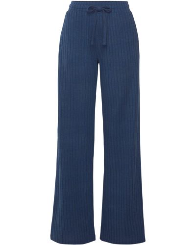 Lascana Homewearhose -Loungehose (1-tlg) mit weitem Bein und seitlichen Taschen, Loungeanzug - Blau
