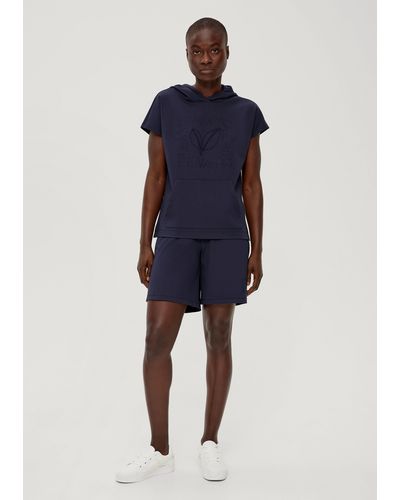 S.oliver Regular: Shorts aus Piqué Stickerei, Durchzugkordel - Blau