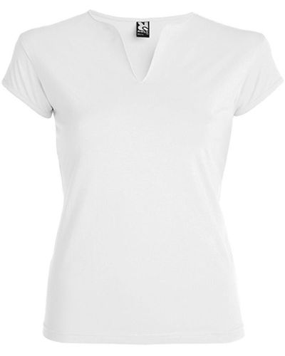 Roly V- Belice Woman T-Shirt, 94% gekämmte Baumwolle - Weiß