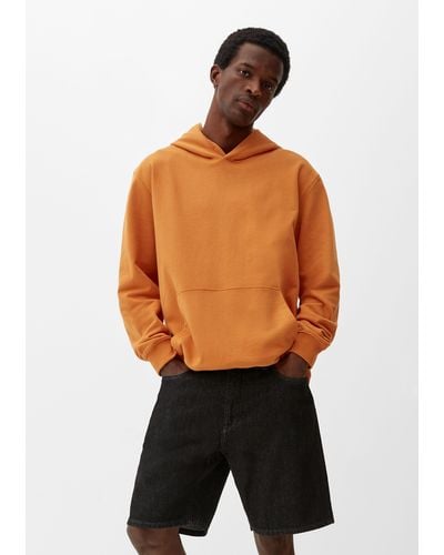 S.oliver Sweatshirt Hoodie mit gummiertem Print Garment Dye, Artwork, Blende - Orange