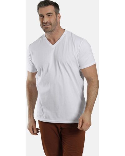 Charles Colby T-Shirt EARL MILLS schlicht mit V-Neck (2er-Pack) - Weiß
