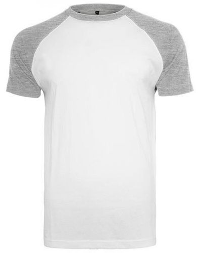 Build Your Brand Rundhalsshirt Raglan Contrast T-Shirt - Weiß