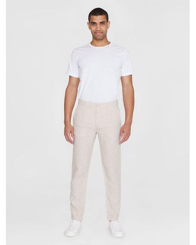 Knowledge Cotton Chinohose CHUCK Regular Chino Linen Pants - Weiß